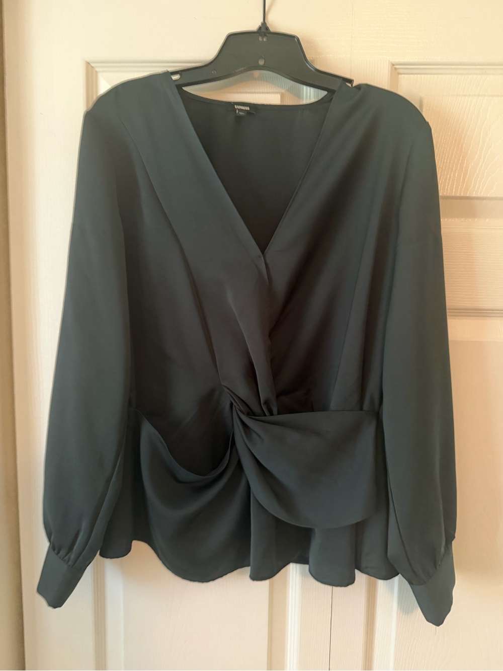 Express V-Neck Long Sleeve Twist Front Top